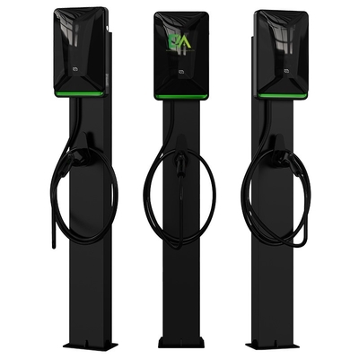 خانه تجاری ستون سیاه شارژر خودروهای الکتریکی نوع 2 7KW 11KW 22KW ایستگاه شارژ قابل حمل با RFID OCPP