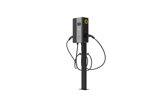 Weather‑resistant Outdoor EU Standard Dual‑gun Pedestal AC Charger, 4.3‑inch Touch Screen, Commercial Operable Charging Pile with Multi‑payment