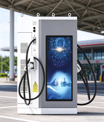 شارژر الکتریکی 80 کیلو وات DC 55 اینچ صفحه نمایش تبلیغاتی LCD CCS1 CCS2 CHAdeMO GB / T برای پارکینگ عمومی